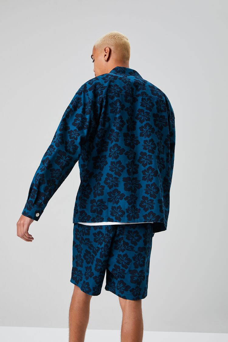  Forever 21 Tropical Floral Print Jacket - blue-black-swatch - Bonton