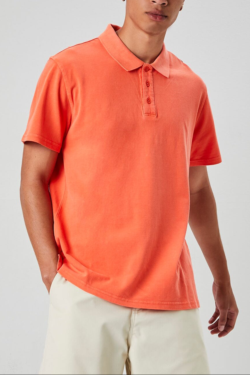  Forever 21 Vented-Hem Polo Shirt - red - Bonton