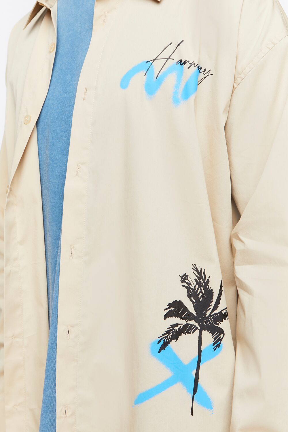  Forever 21 Palm Tree Print Graphic Shirt - taupe multi - Bonton