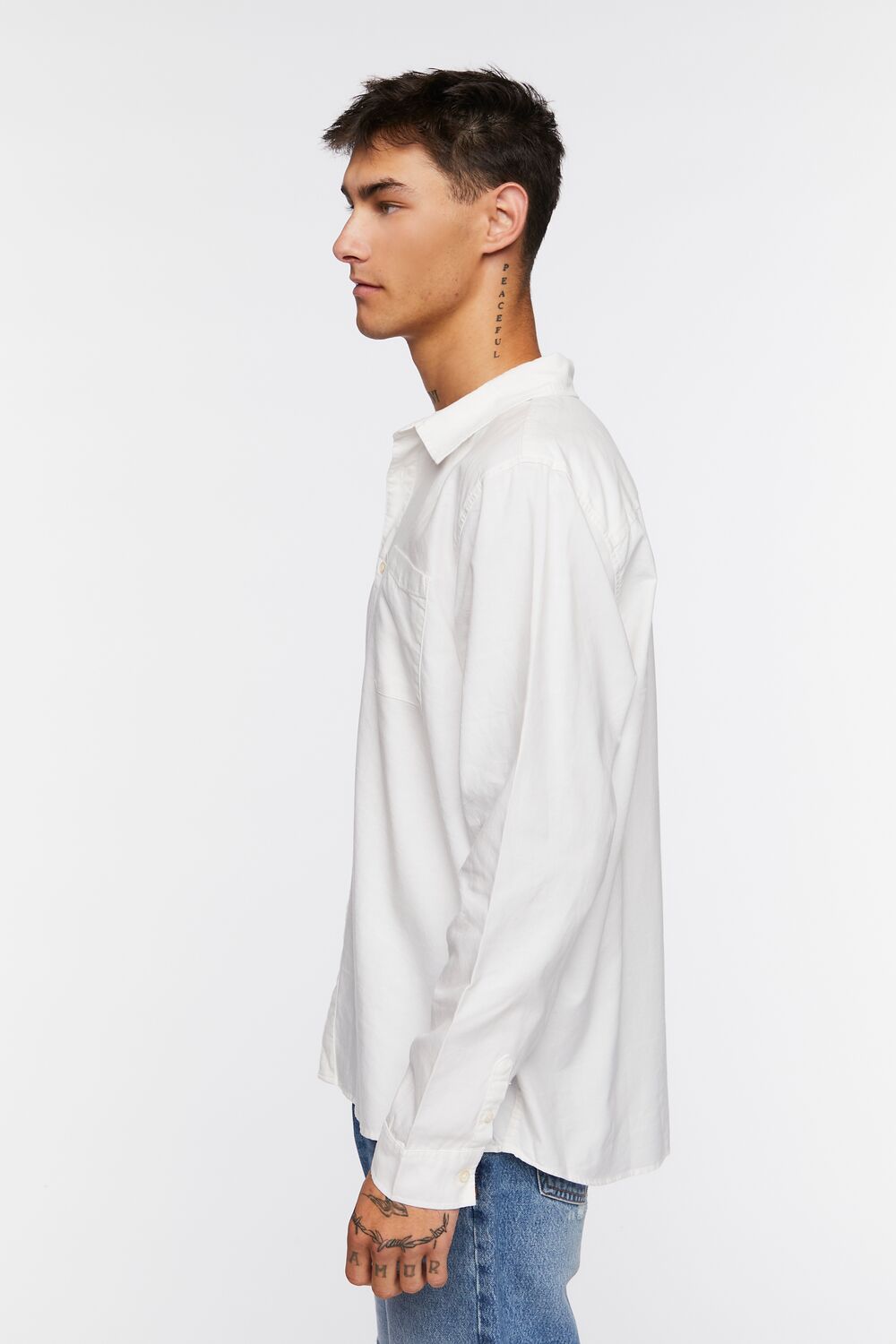  Forever 21 Cotton Button-Up Shirt - white - Bonton