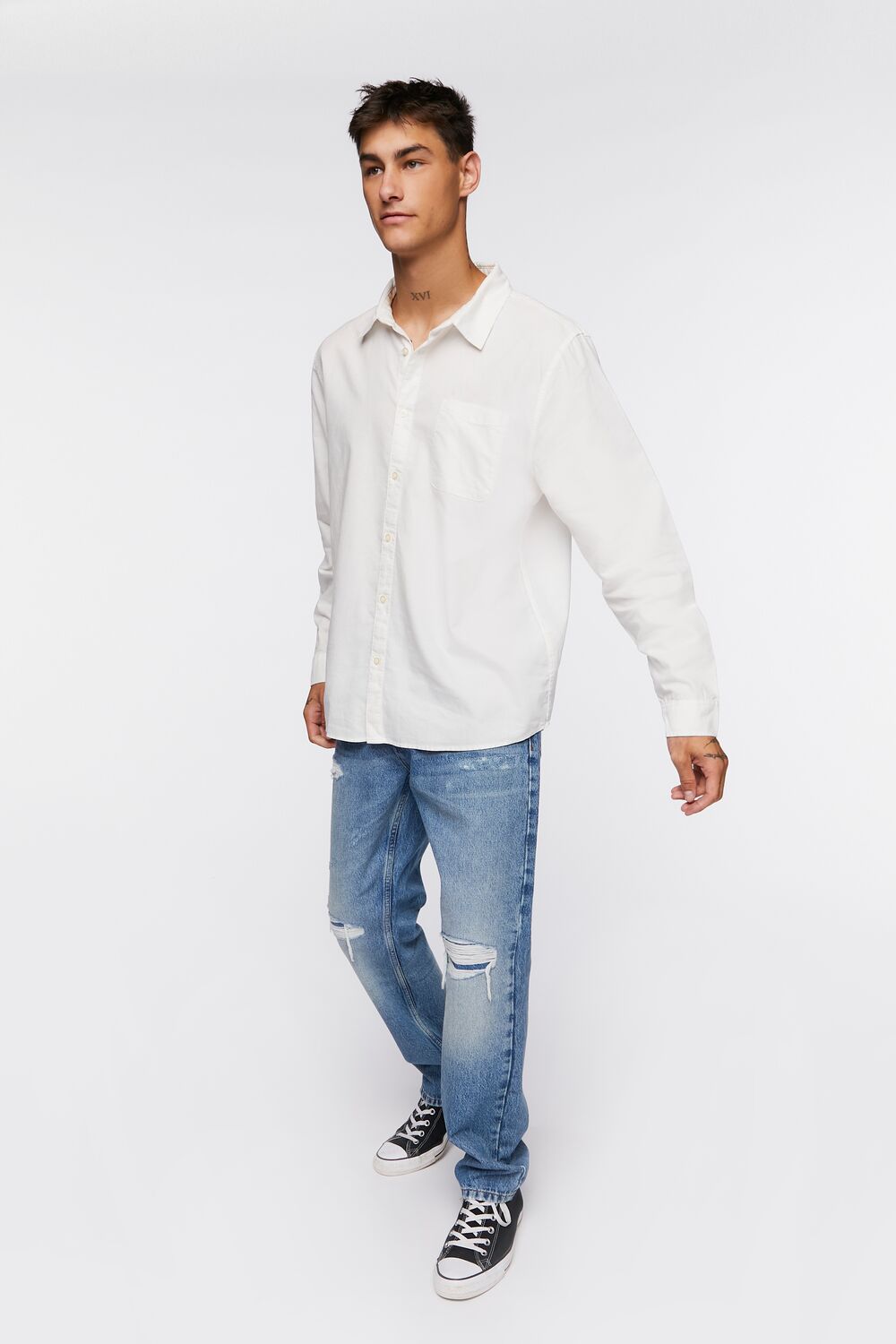  Forever 21 Cotton Button-Up Shirt - white - Bonton
