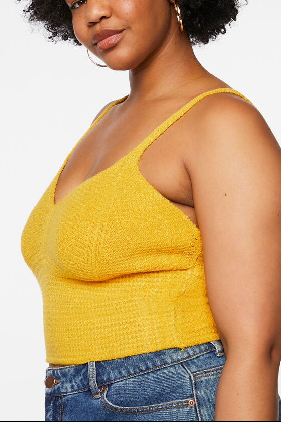  Forever 21 Plus Size Sweater-Knit Cropped Cami - yellow gold - Bonton