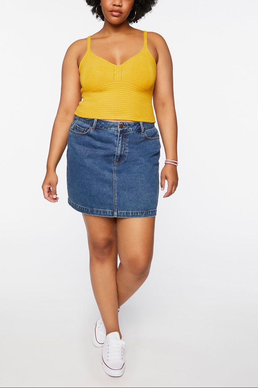 Forever 21 Plus Size Sweater-Knit Cropped Cami - yellow gold - Bonton