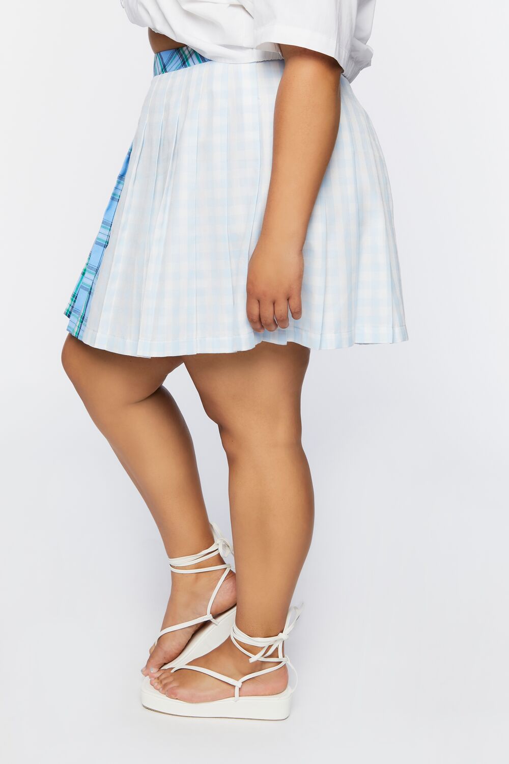  Forever 21 Plus Size Reworked Plaid Mini Skirt - blue-multi - Bonton
