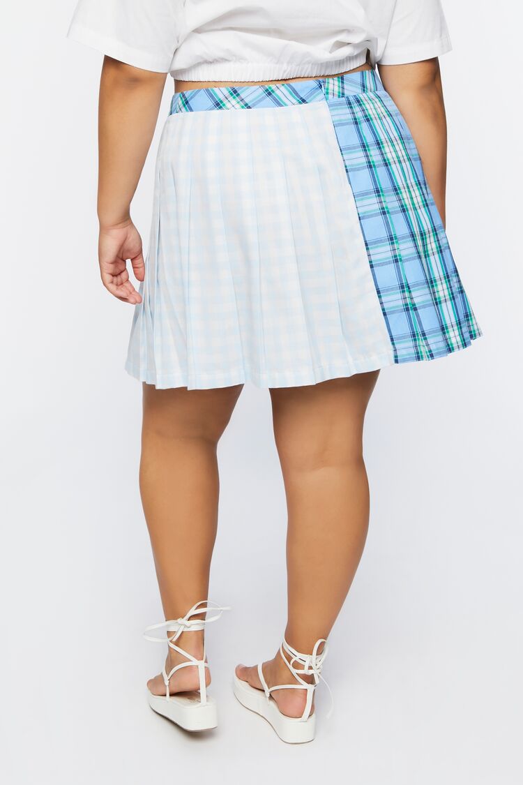  Forever 21 Plus Size Reworked Plaid Mini Skirt - blue-multi - Bonton