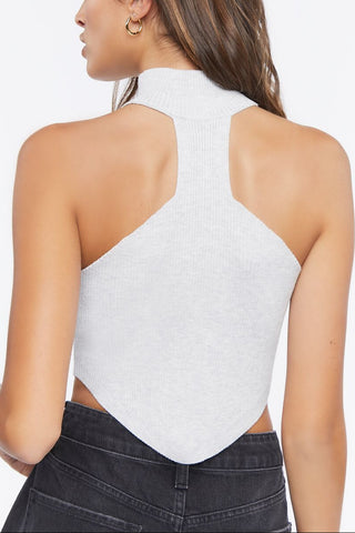 Sweater-Knit Mock Neck Crop Top
