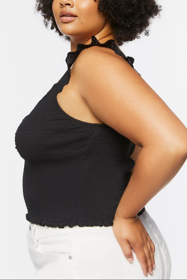  Forever 21 Plus Size Smocked Tank Top - black - Bonton