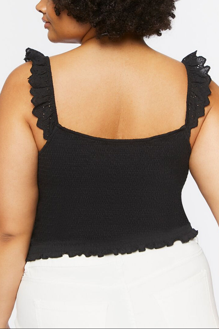  Forever 21 Plus Size Smocked Tank Top - black - Bonton