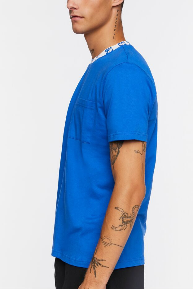  Forever 21 Graphic-Trim Crew Tee - blue white - Bonton