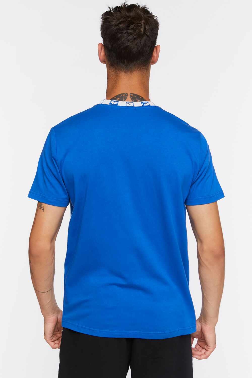  Forever 21 Graphic-Trim Crew Tee - blue white - Bonton