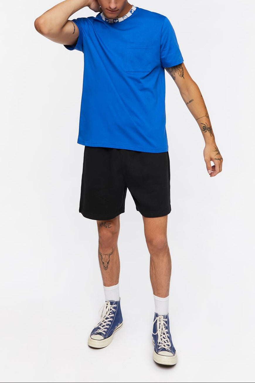  Forever 21 Graphic-Trim Crew Tee - blue white - Bonton