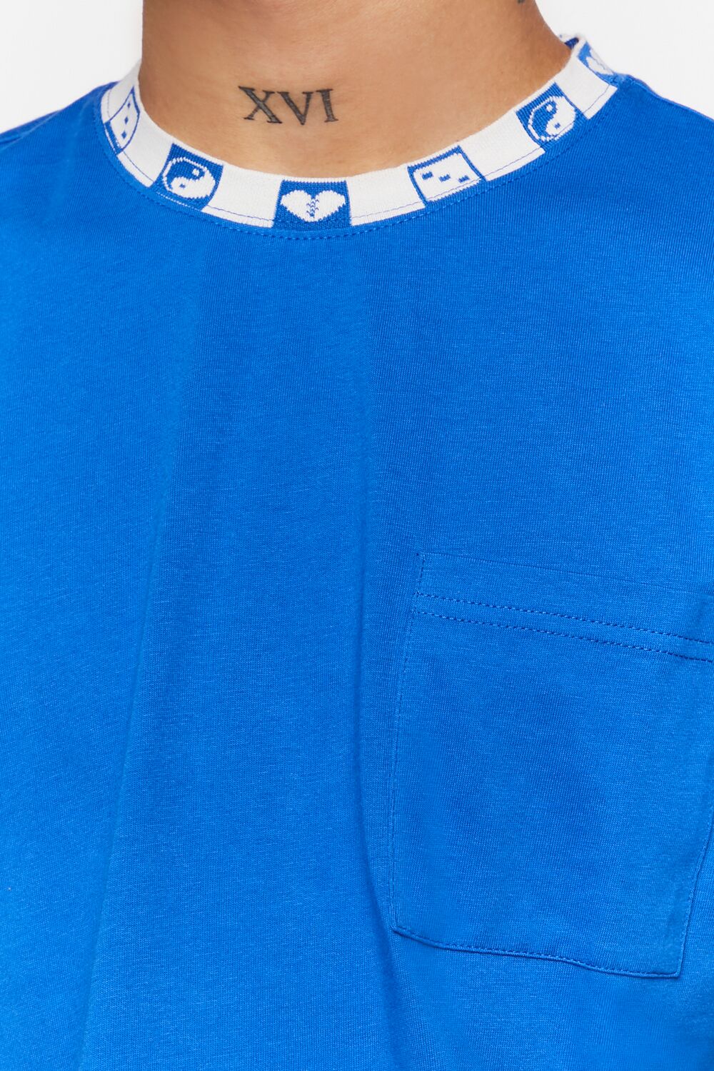  Forever 21 Graphic-Trim Crew Tee - blue white - Bonton