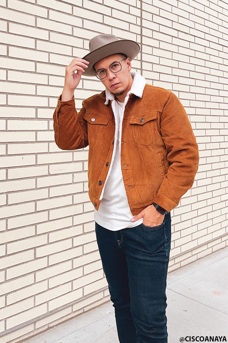 Forever 21 Corduroy Faux Shearling Trucker Jacket - tan-cream-swatch - Bonton