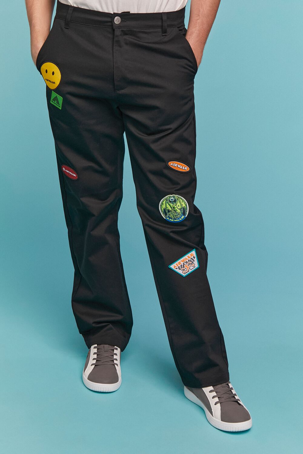  Forever 21 Airwalk Patch Chino Pants - black-multi - Bonton
