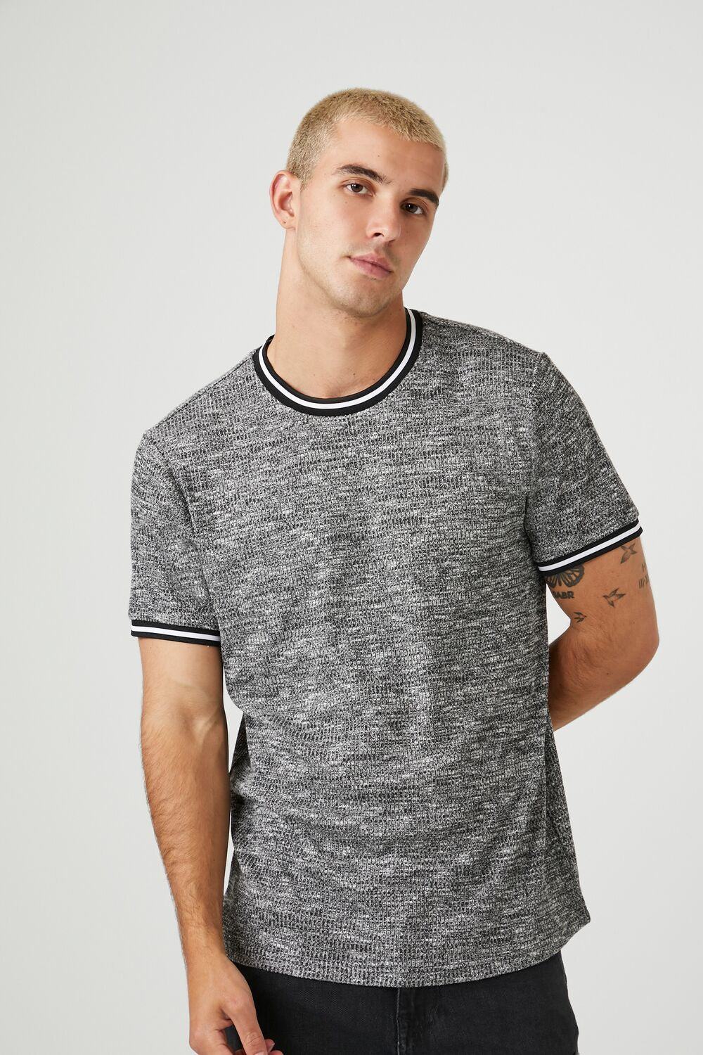  Forever 21 Marled Ringer Tee - light grey multi - Bonton