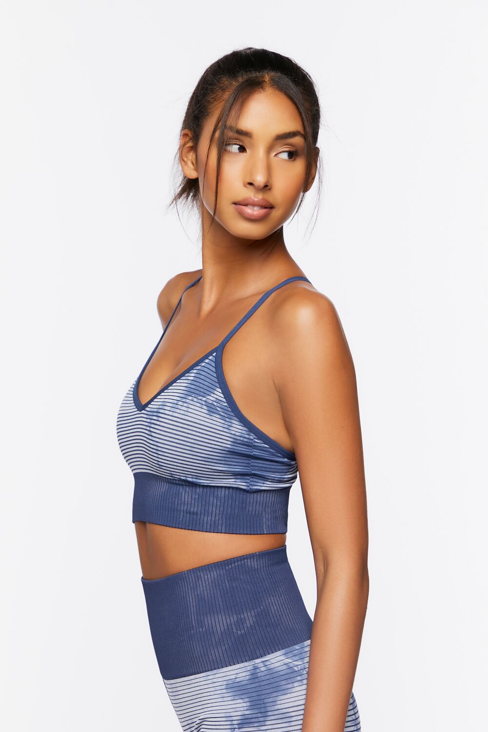  Forever 21 Seamless Longline Tie-Dye Sports Bra - navy blue - Bonton