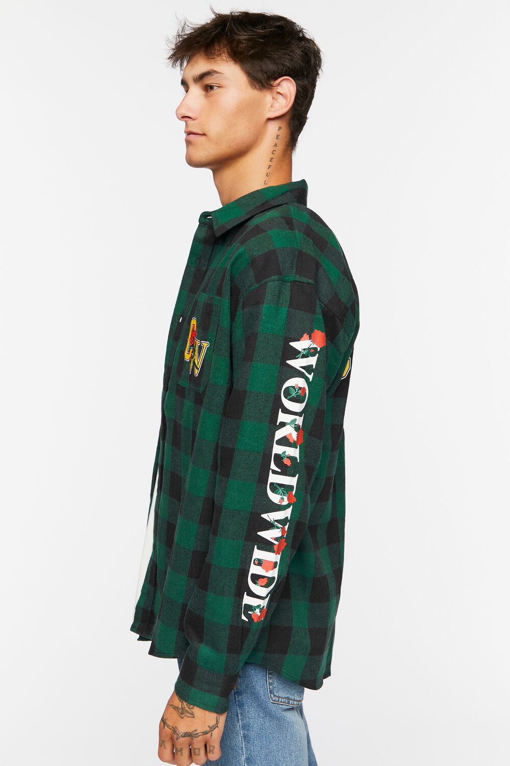 Forever 21 Culture Graphic Plaid Shirt - teal multi - Bonton
