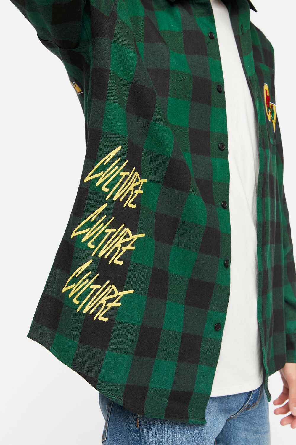  Forever 21 Culture Graphic Plaid Shirt - teal multi - Bonton
