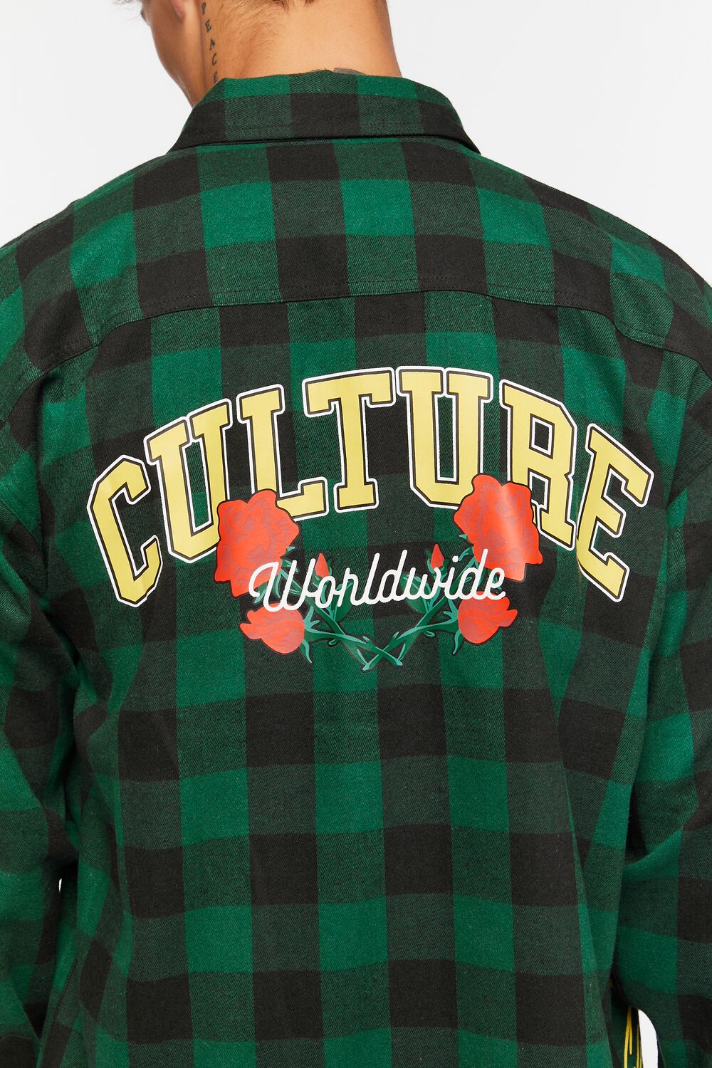  Forever 21 Culture Graphic Plaid Shirt - teal multi - Bonton