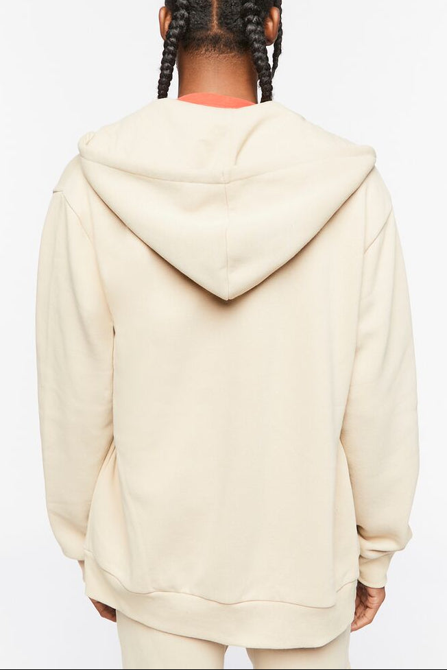  Forever 21 Fleece Zip-Up Hoodie - taupe - Bonton