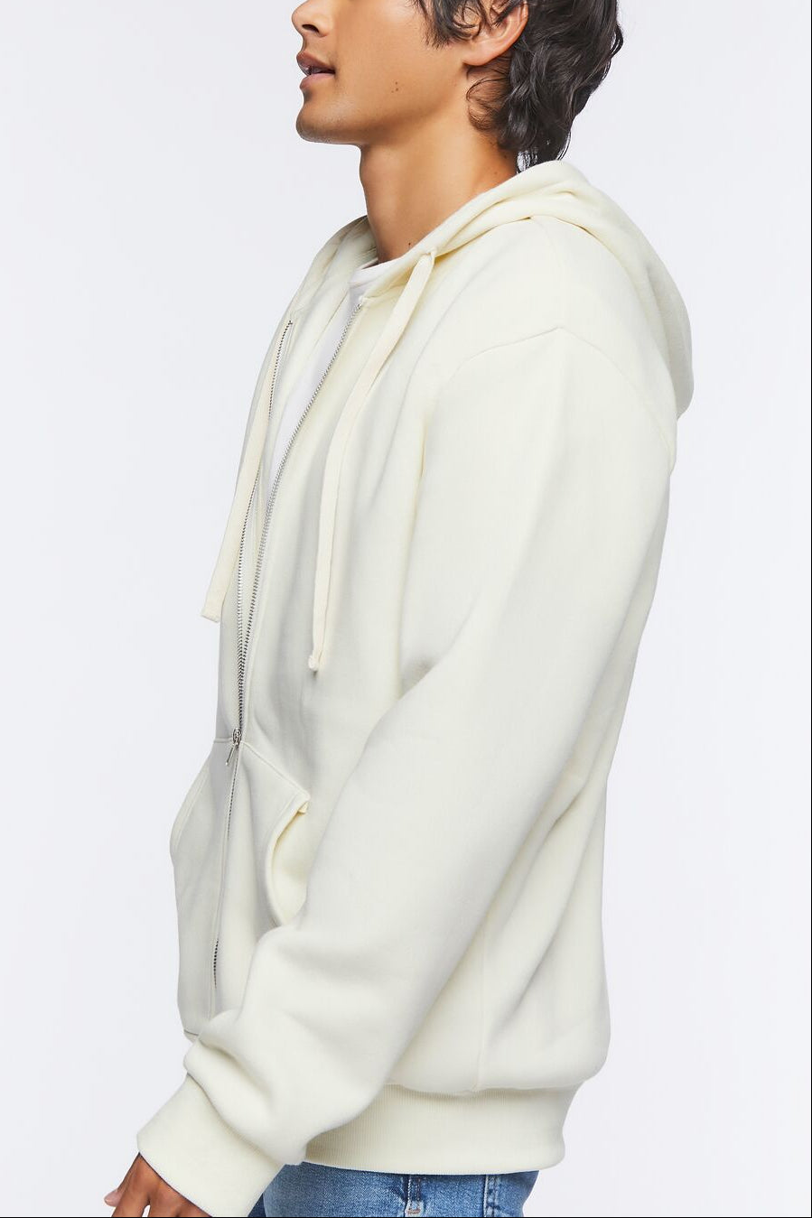  Forever 21 Fleece Zip-Up Hoodie - taupe - Bonton