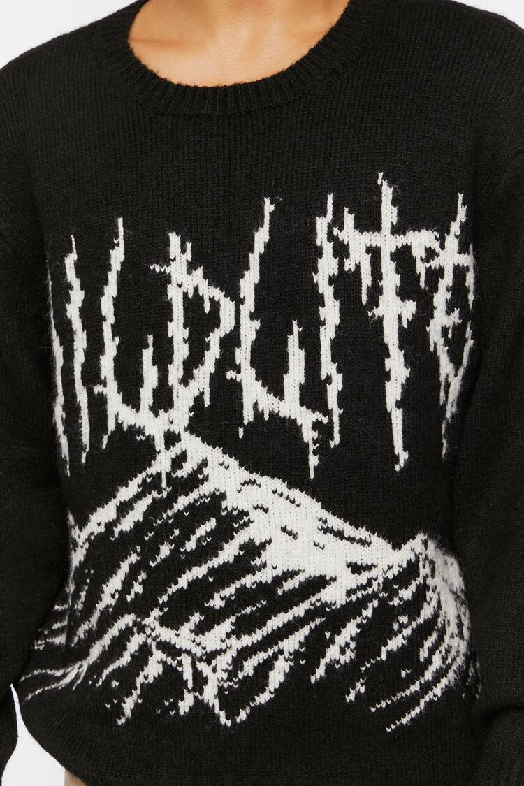  Forever 21 Wildlife Graphic Pullover - black white - Bonton
