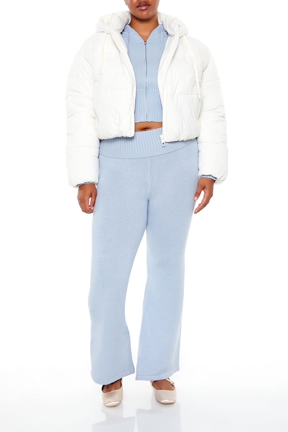  Forever 21 Plus Size Hooded Puffer Jacket - white - Bonton