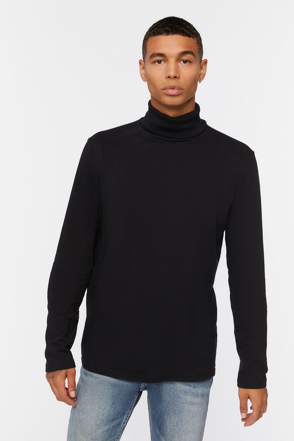  Forever 21 Cotton Turtleneck Top - black - Bonton