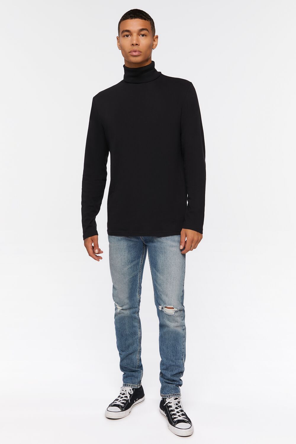  Forever 21 Cotton Turtleneck Top - black - Bonton