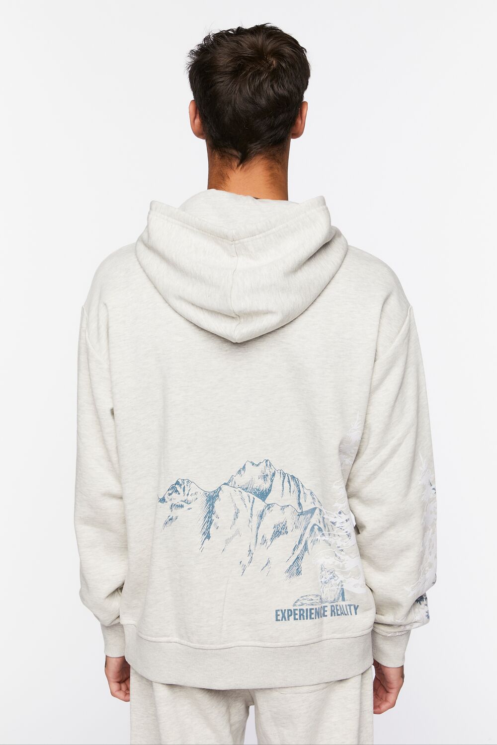  Forever 21 Nature Graphic Hoodie - heather grey blue - Bonton