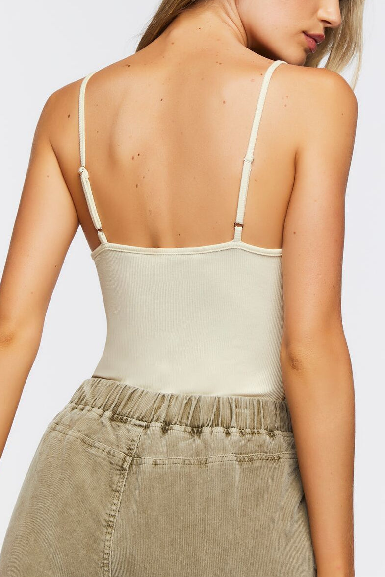  Forever 21 Ribbed Cami Bodysuit - vanilla - Bonton