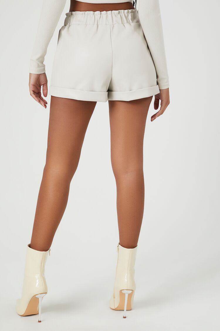  Forever 21 Faux Leather High-Waist Shorts - silver - Bonton