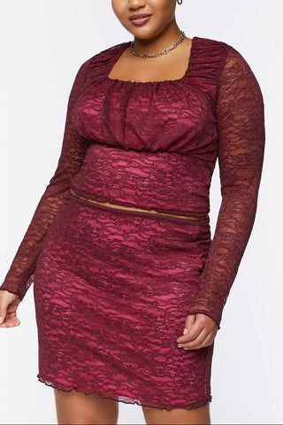 Plus Size Lace Mini Skirt