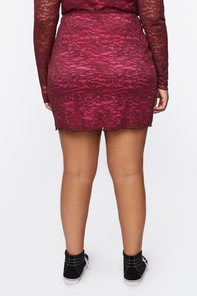  Forever 21 Plus Size Lace Mini Skirt - merlot-azalea - Bonton