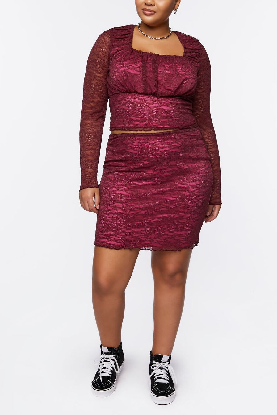  Forever 21 Plus Size Lace Mini Skirt - merlot-azalea - Bonton