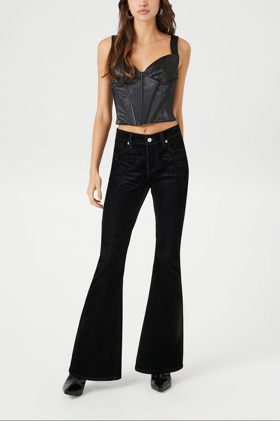  Forever 21 Satin Bustier Crop Top - black - Bonton