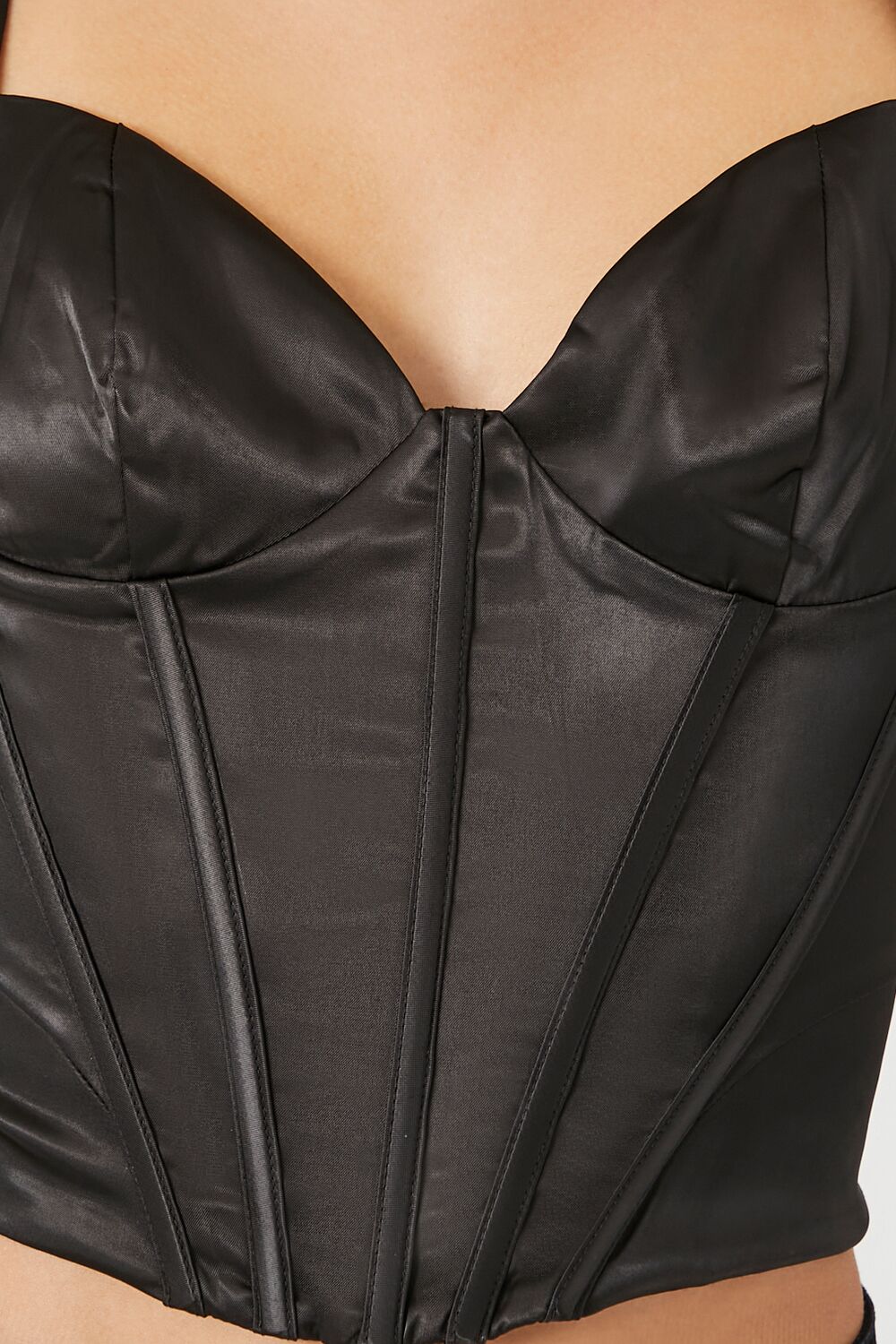  Forever 21 Satin Bustier Crop Top - black - Bonton