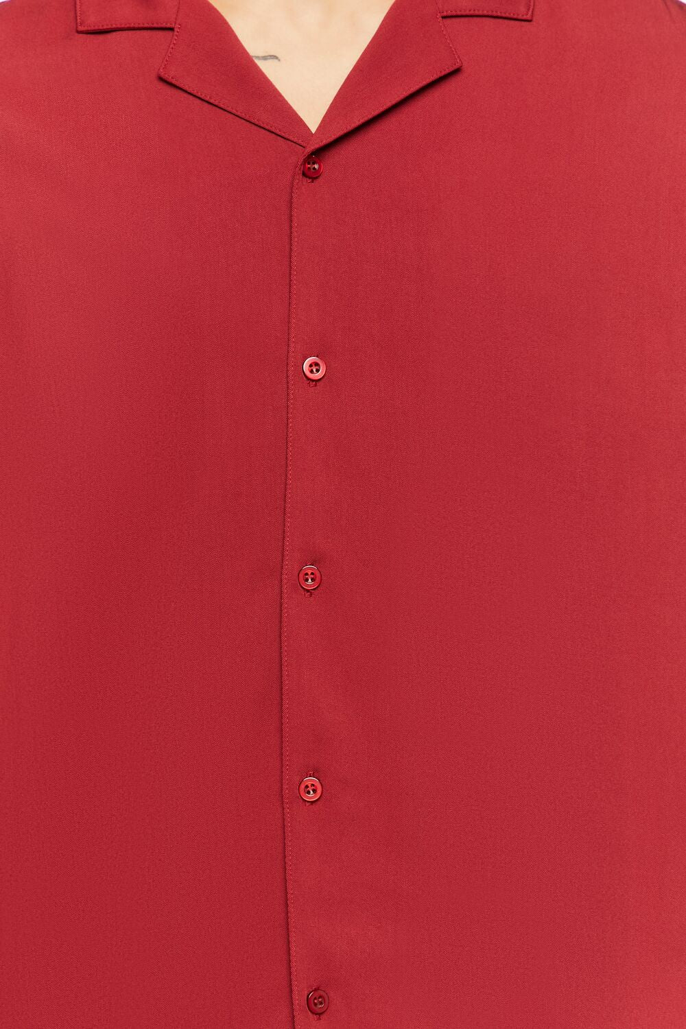  Forever 21 Cuban Collar Shirt - burgundy - Bonton