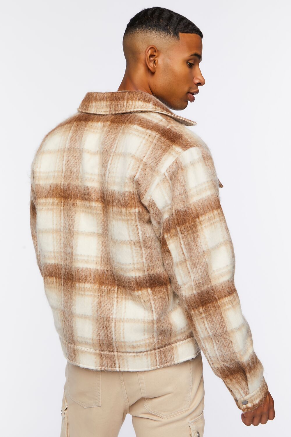  Forever 21 Plaid Bomber Jacket - taupe-multi - Bonton