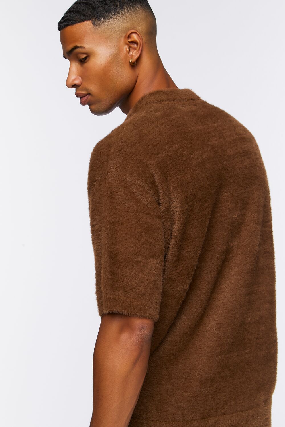  Forever 21 Fuzzy Knit Polo Shirt - brown - Bonton