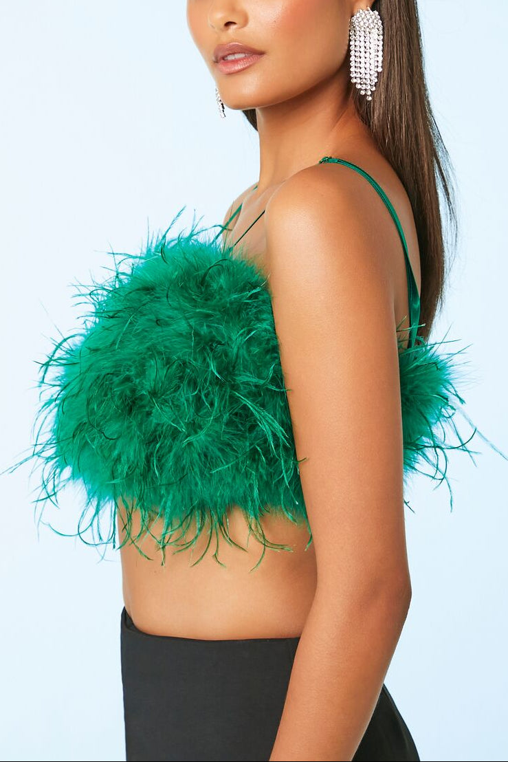  Forever 21 Feather Cropped Cami - emerald - Bonton
