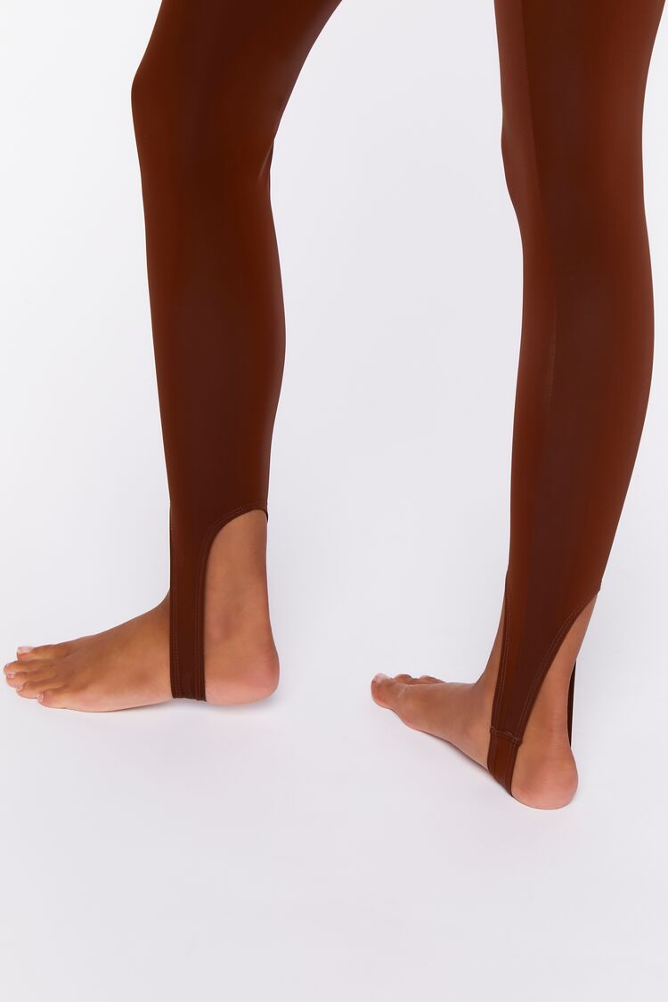  Forever 21 Faux Leather Stirrup Leggings - chocolate - Bonton