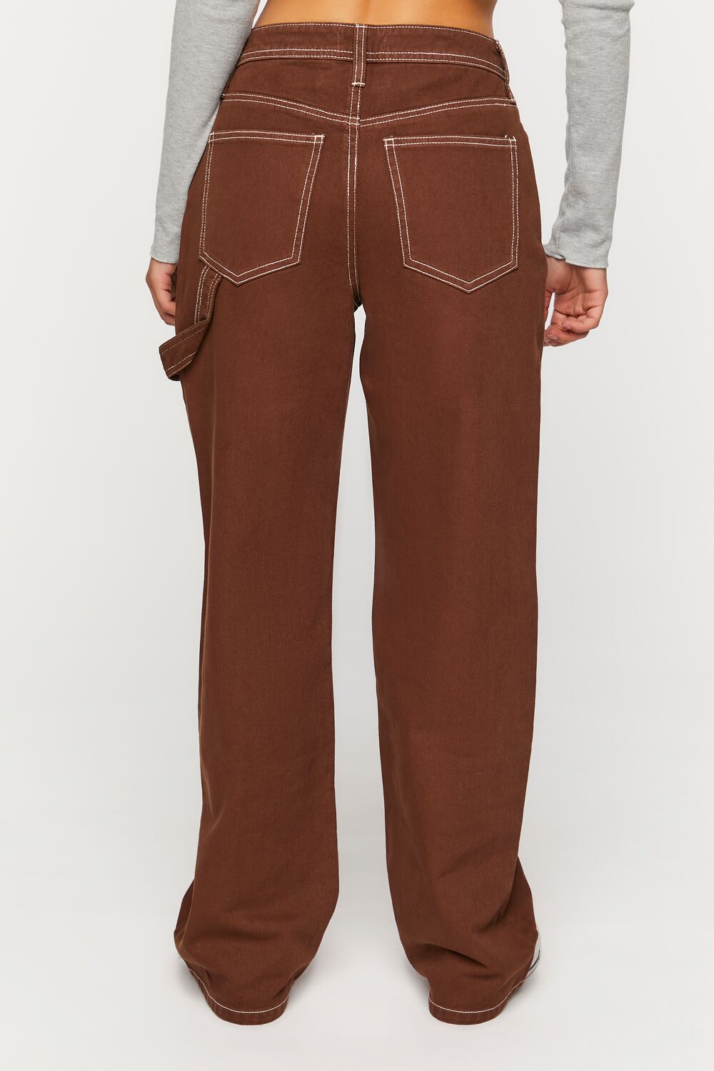  Forever 21 High-Rise Carpenter Dad Jeans - brown - Bonton