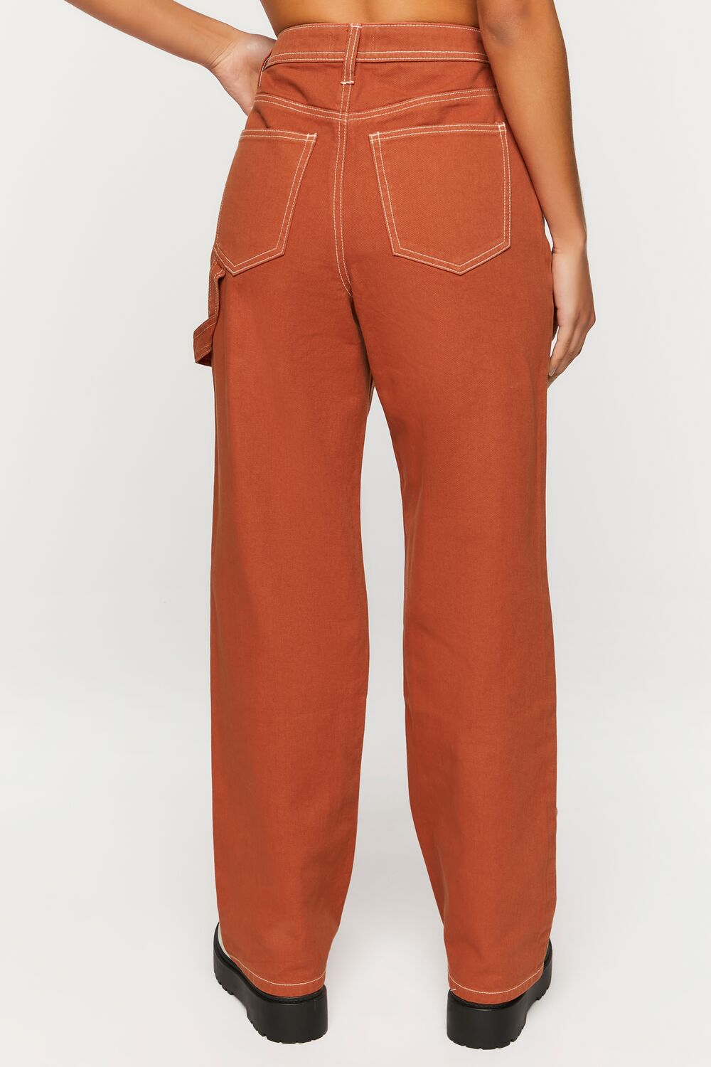  Forever 21 High-Rise Carpenter Dad Jeans - brown - Bonton