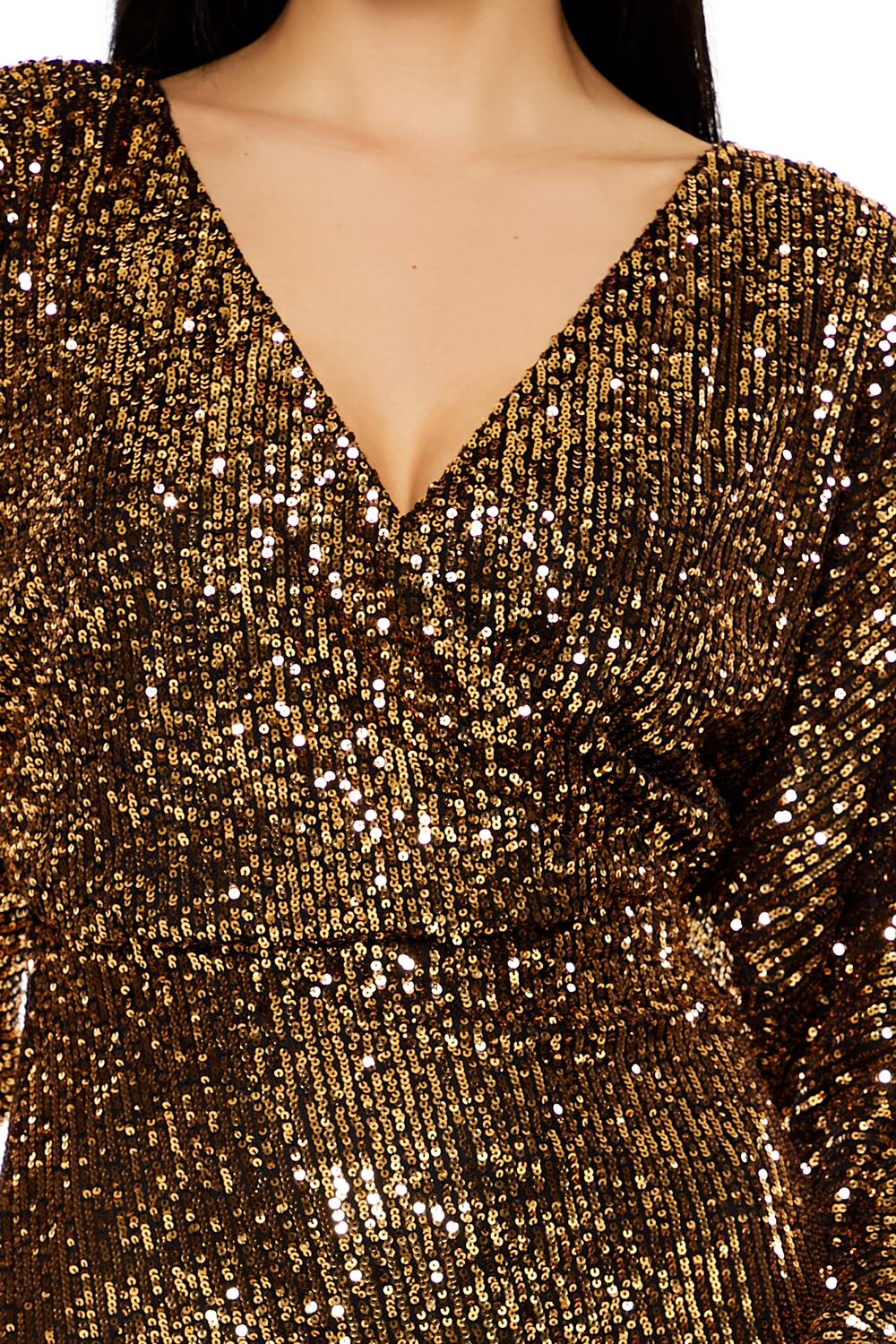  Forever 21 Sequin Surplice Mini Dress - gold-black - Bonton