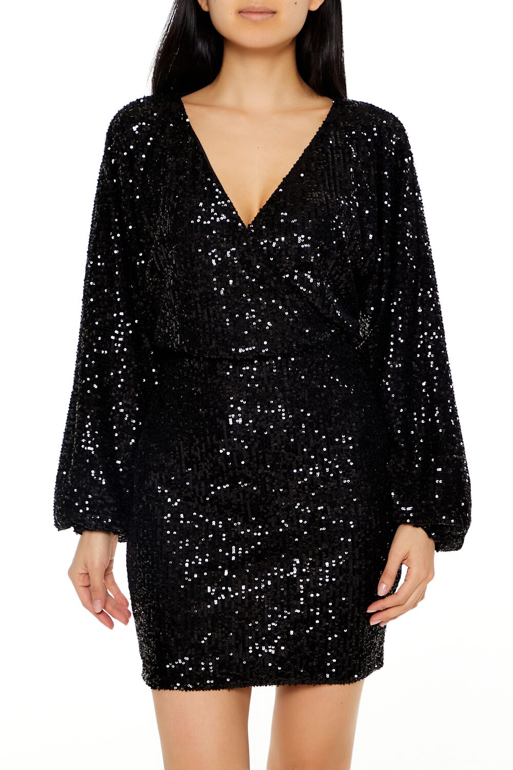  Forever 21 Sequin Surplice Mini Dress - gold-black - Bonton