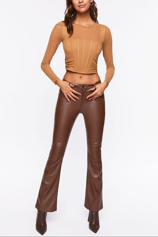 Illusion Neckline Corset Crop Top