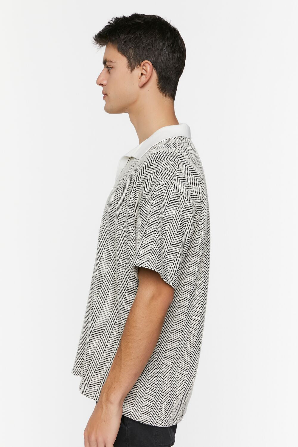  Forever 21 Chevron Polo Shirt - black cream - Bonton