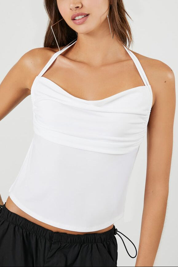  Forever 21 Cowl Halter Top - white - Bonton