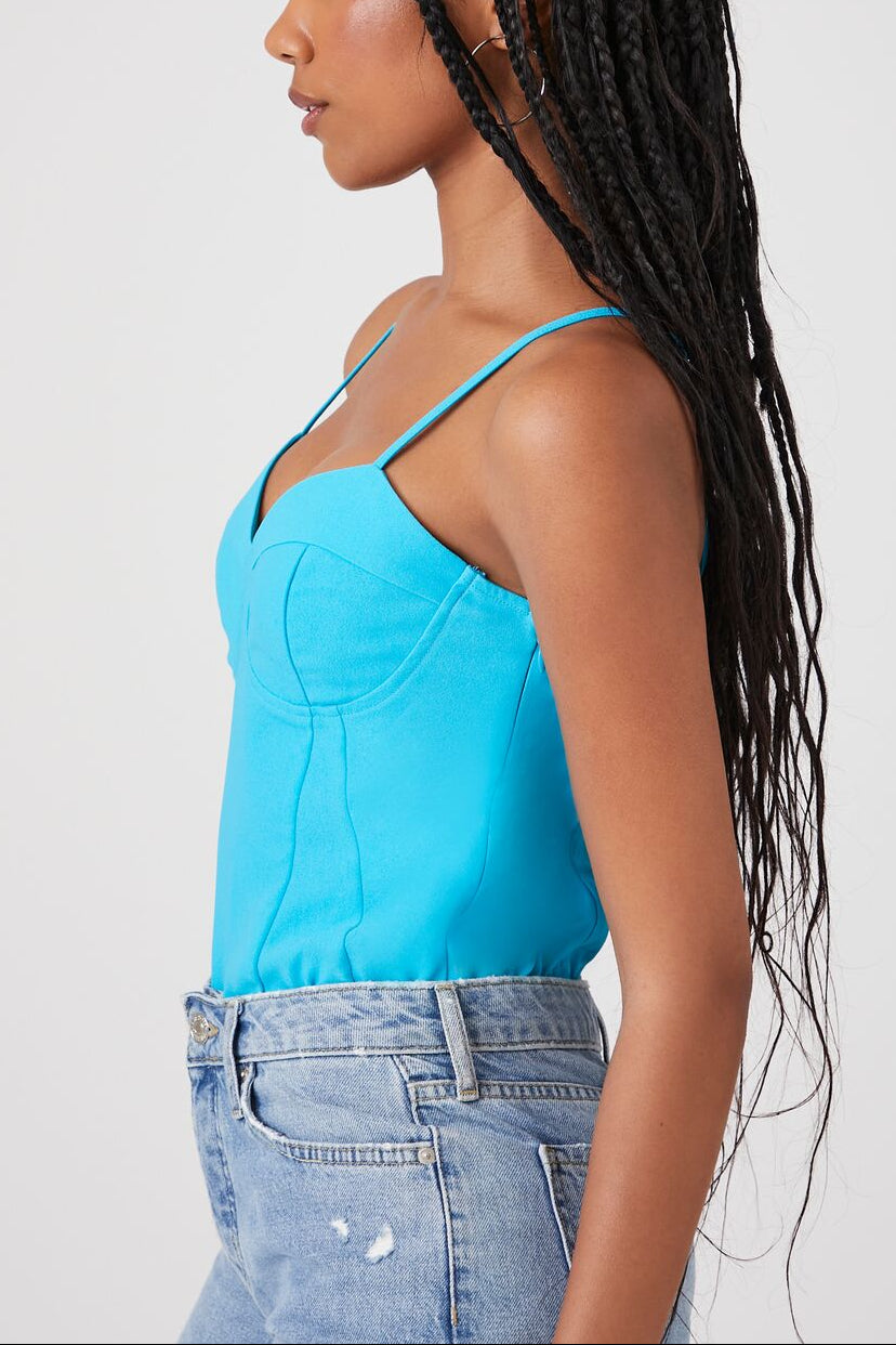  Forever 21 Satin Bustier Sweetheart Bodysuit - marina - Bonton